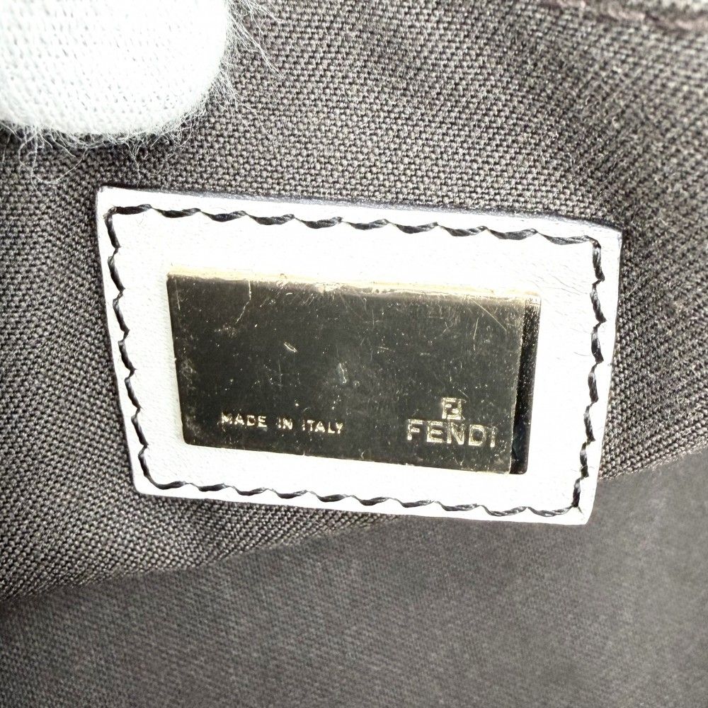 Fendi Handbag Zucchino One Shoulder Canvas Leather Black White Gold — view 5