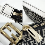 Fendi Handbag Zucchino One Shoulder Canvas Leather Black White Gold — view 6