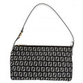 Fendi Handbag Zucchino One Shoulder Canvas Leather Black White Gold