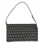 Fendi Handbag Zucchino One Shoulder Canvas Leather Black White Gold — view 2