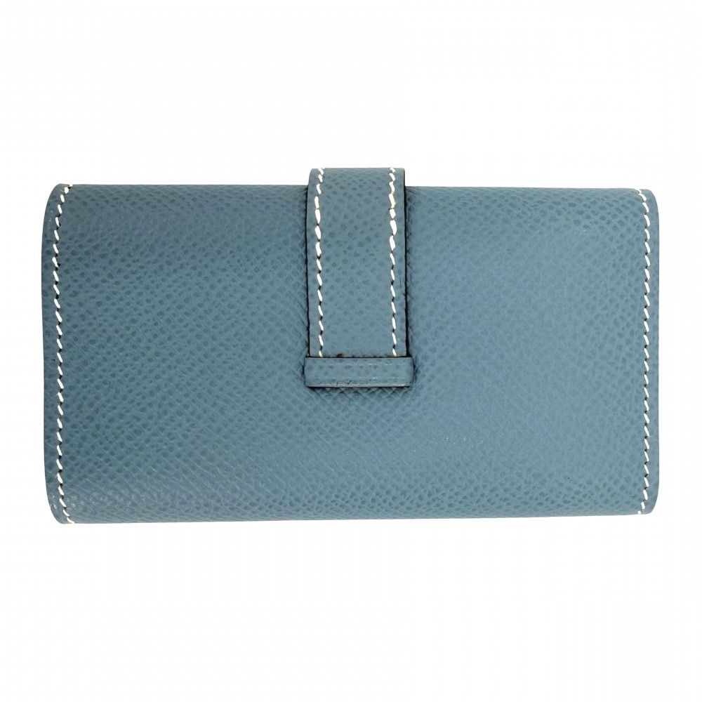 Hermes Key Case Bearn Quadruple Strand Leather Blue Gold Key Holder — view 2