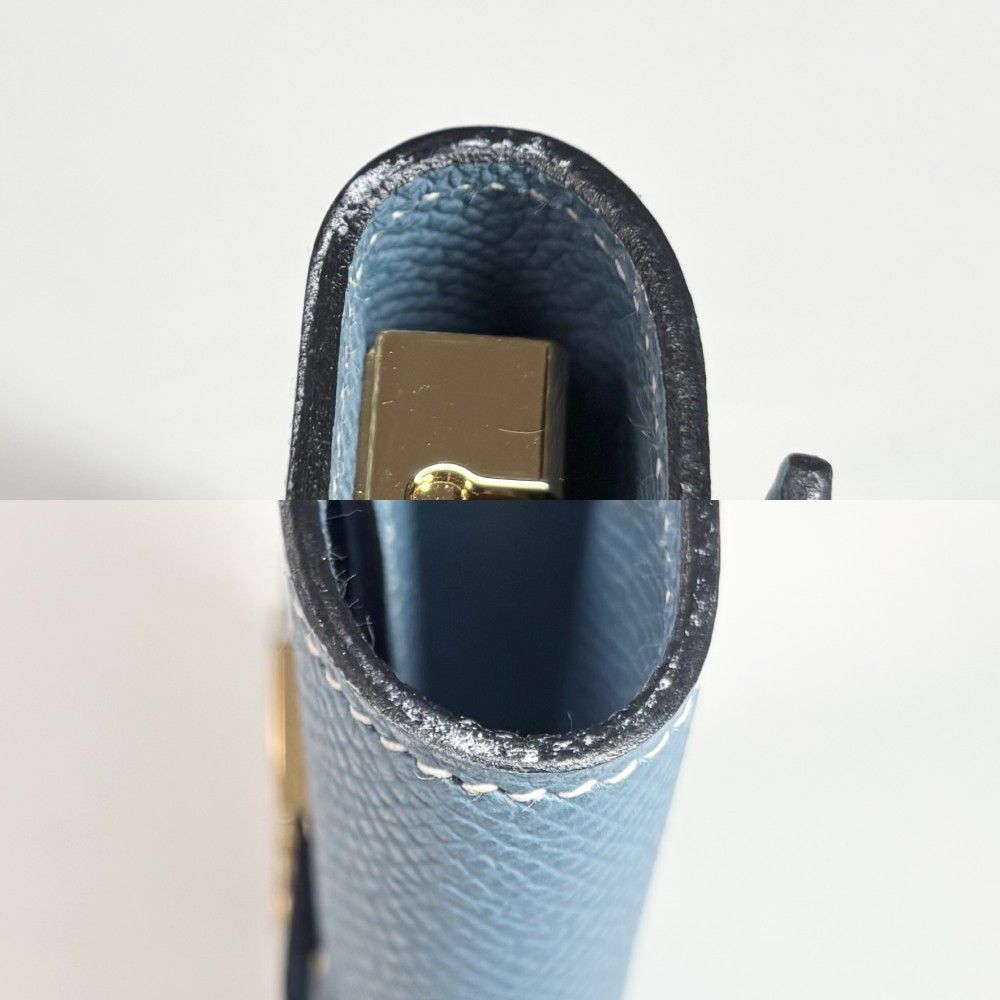 Hermes Key Case Bearn Quadruple Strand Leather Blue Gold Key Holder — view 7