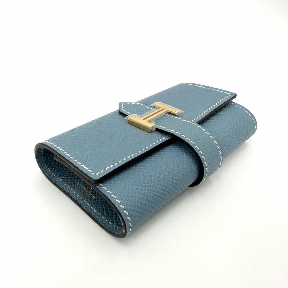 Hermes Key Case Bearn Quadruple Strand Leather Blue Gold Key Holder — view 3