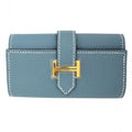 Hermes Key Case Bearn Quadruple Strand Leather Blue Gold Key Holder