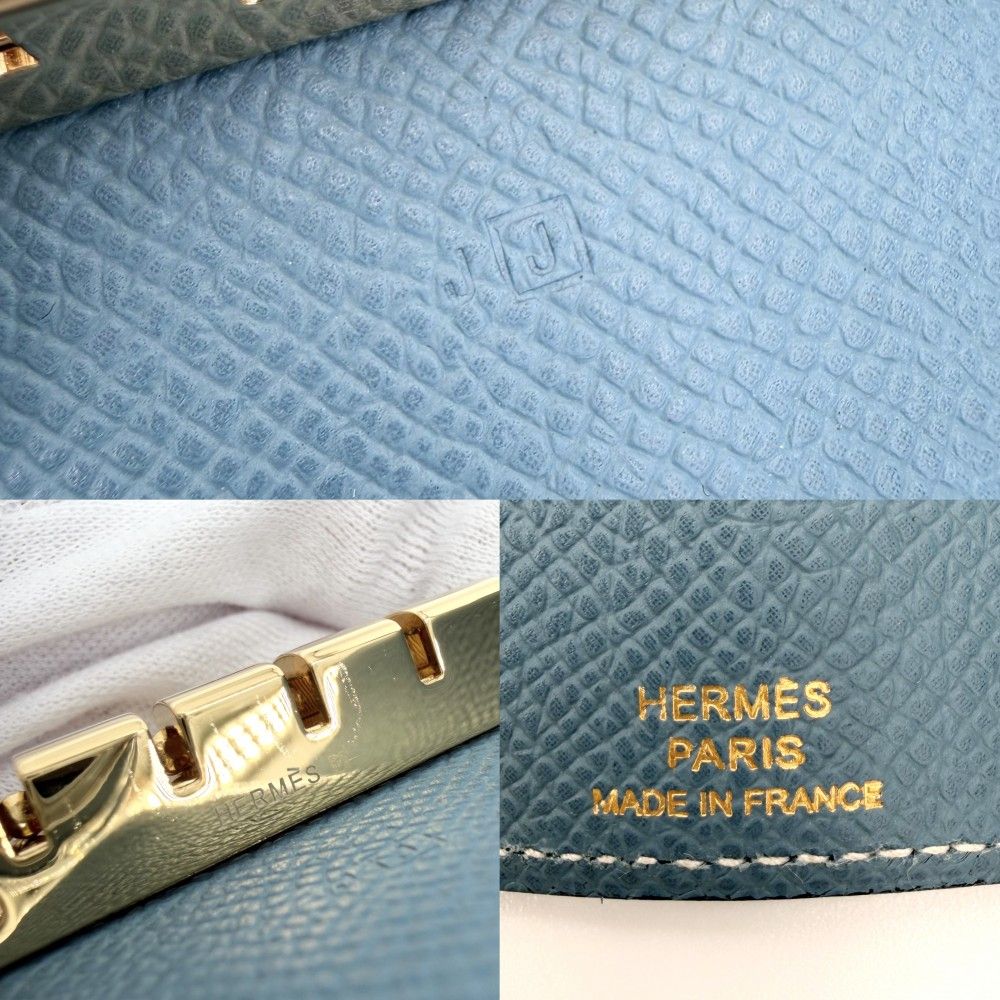 Hermes Key Case Bearn Quadruple Strand Leather Blue Gold Key Holder — view 5
