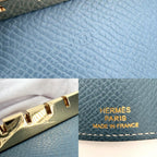 Hermes Key Case Bearn Quadruple Strand Leather Blue Gold Key Holder — view 5