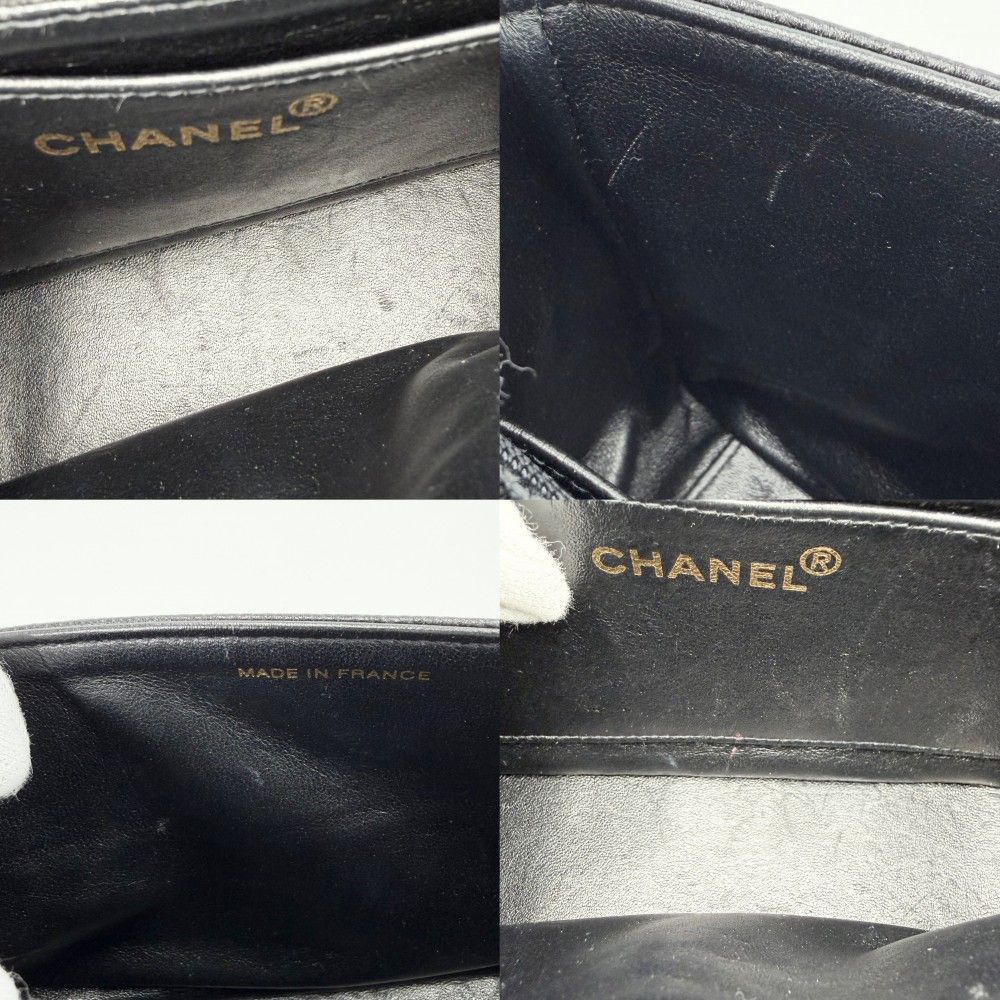 Chanel Shoulder Bag Quilted Crossbody Black Gold — view 7