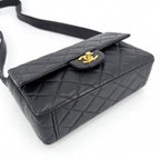 Chanel Shoulder Bag Quilted Crossbody Black Gold — view 3