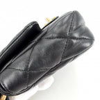 Chanel Shoulder Bag Quilted CC Logo Bag Chain Square Lambskin Black Gold — view 8