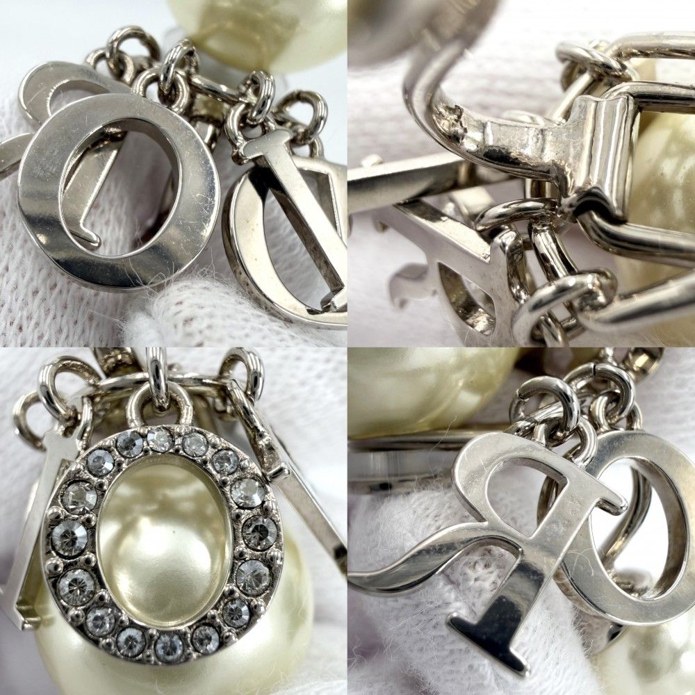 Dior Earrings Tribales Tribal Logo Swing Resin Pearl Crystal White — view 6