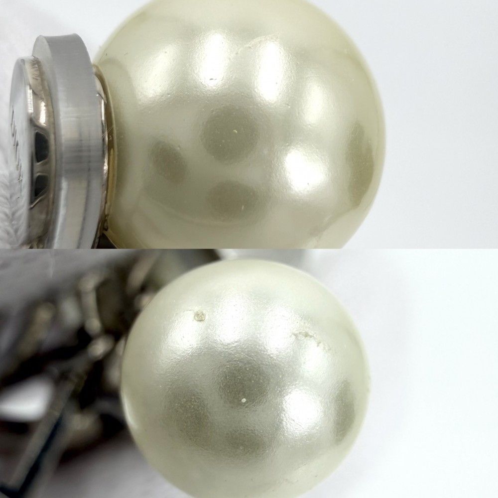 Dior Earrings Tribales Tribal Logo Swing Resin Pearl Crystal White — view 5