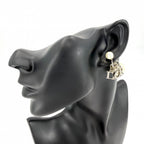 Dior Earrings Tribales Tribal Logo Swing Resin Pearl Crystal White — view 3