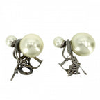 Dior Earrings Tribales Tribal Logo Swing Resin Pearl Crystal White — view 2