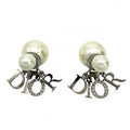 Dior Earrings Tribales Tribal Logo Swing Resin Pearl Crystal White
