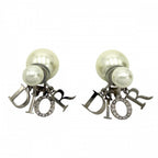 Dior Earrings Tribales Tribal Logo Swing Resin Pearl Crystal White