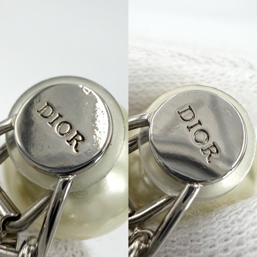 Dior Earrings Tribales Tribal Logo Swing Resin Pearl Crystal White — view 4