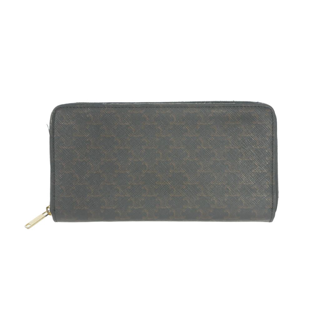 Celine Triomphe Canvas Large Zip Wallet Brown