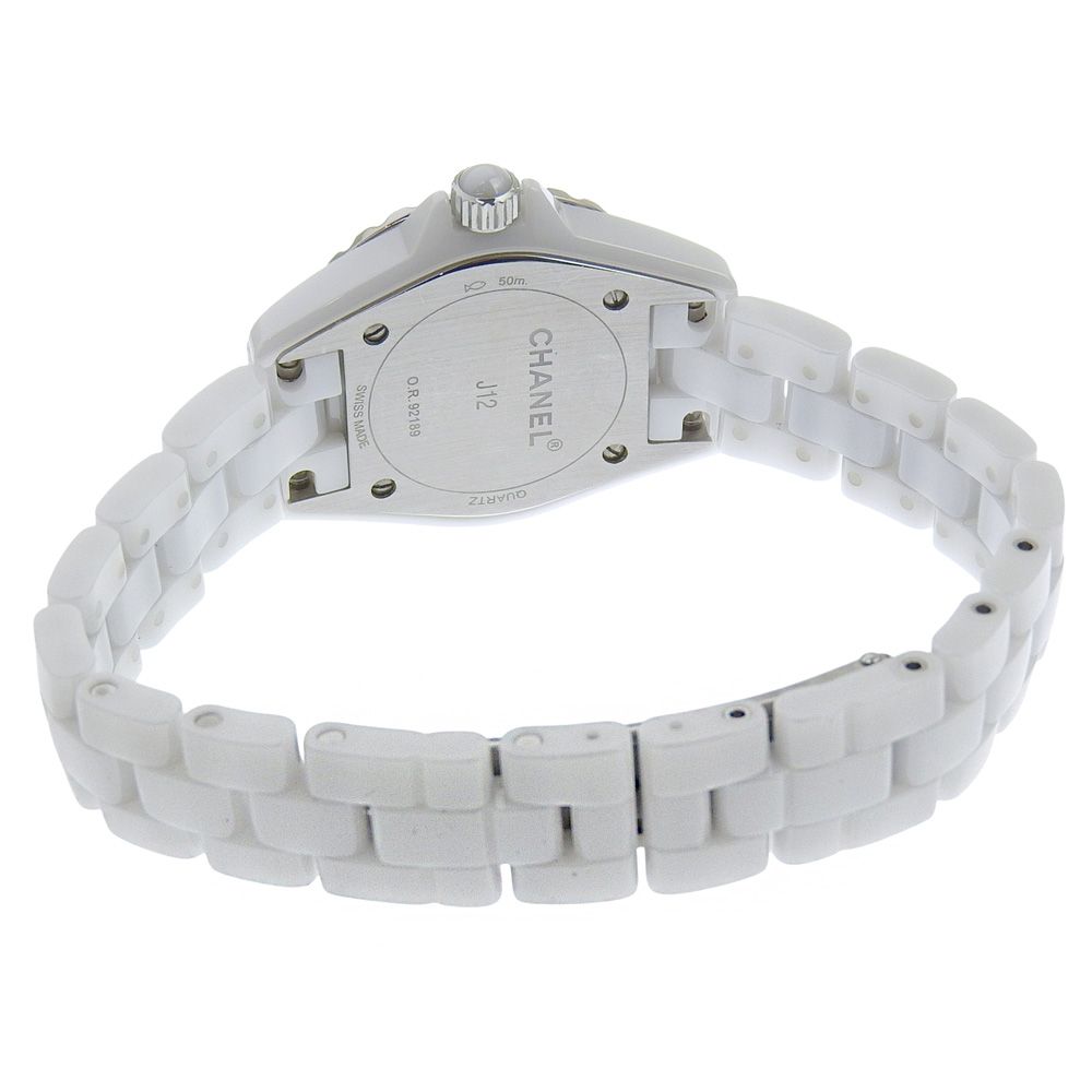 Chanel Diamond White Ceramic Quartz Analog Watch with Shell Dial — view 5
