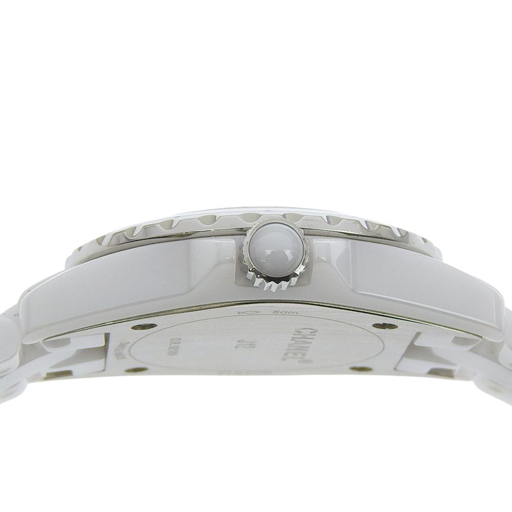 Chanel Diamond White Ceramic Quartz Analog Watch with Shell Dial — view 7