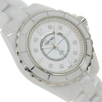 Chanel Diamond White Ceramic Quartz Analog Watch with Shell Dial — view 3
