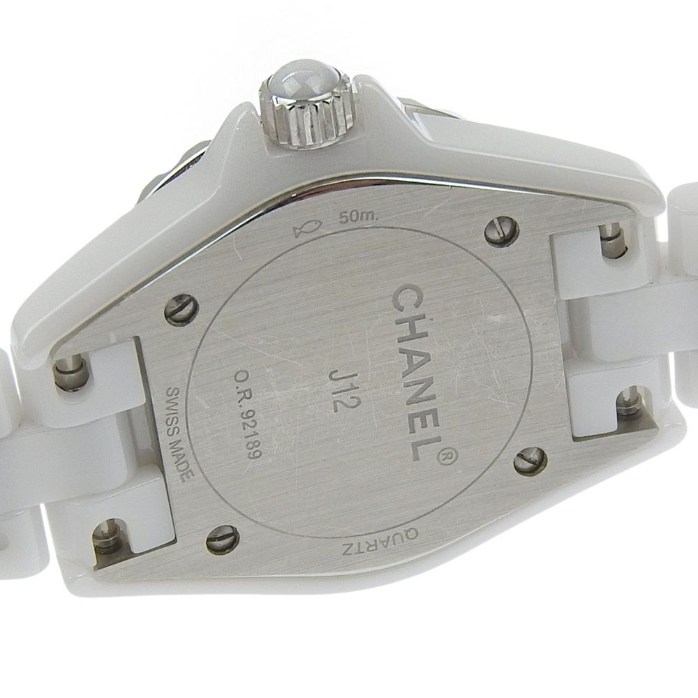 Chanel Diamond White Ceramic Quartz Analog Watch with Shell Dial — view 6