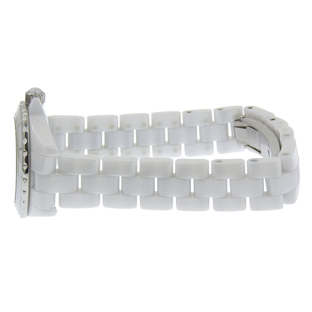 Chanel Diamond White Ceramic Quartz Analog Watch with Shell Dial — view 4