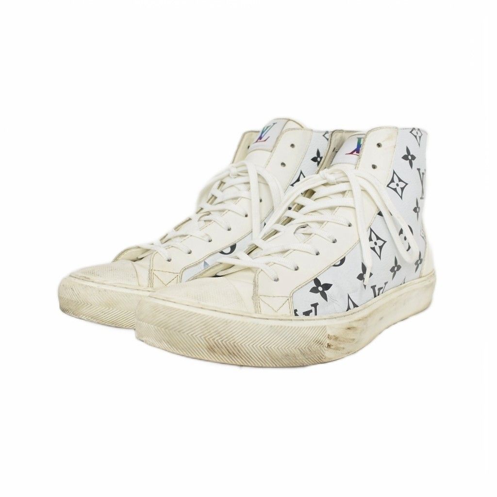 Louis Vuitton Tattoo Line Monogram Leather High Cut Sneakers 7 White — view 2