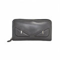 Fendi Bug's Eye Round Zip Wallet Gray