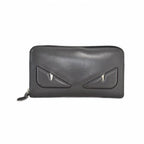 Fendi Bug's Eye Round Zip Wallet Gray