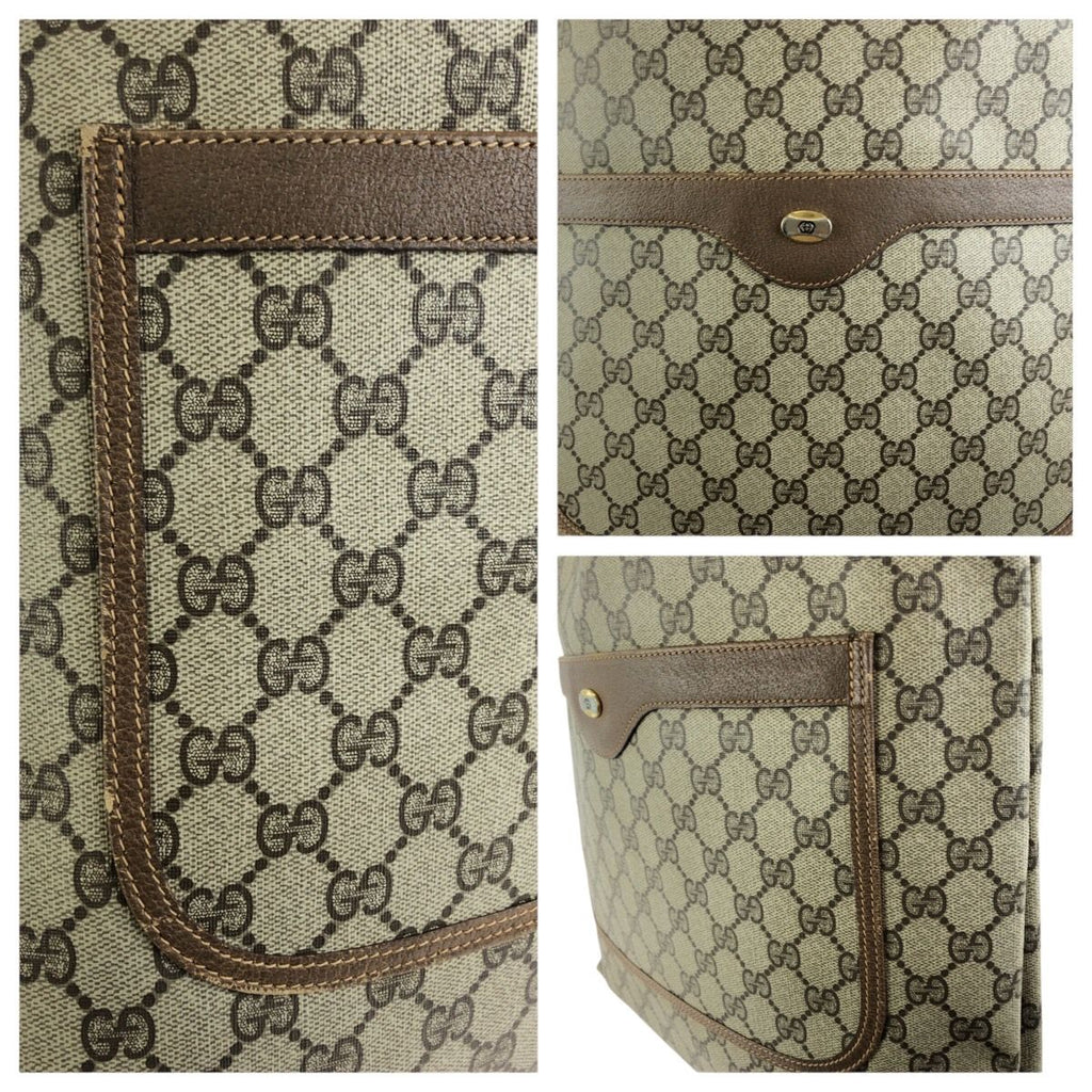 Gucci Vintage Sherry Line Beige Brown GG Supreme Canvas Tote Shoulder — view 5