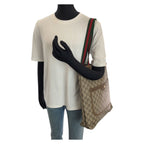 Gucci Vintage Sherry Line Beige Brown GG Supreme Canvas Tote Shoulder — view 7