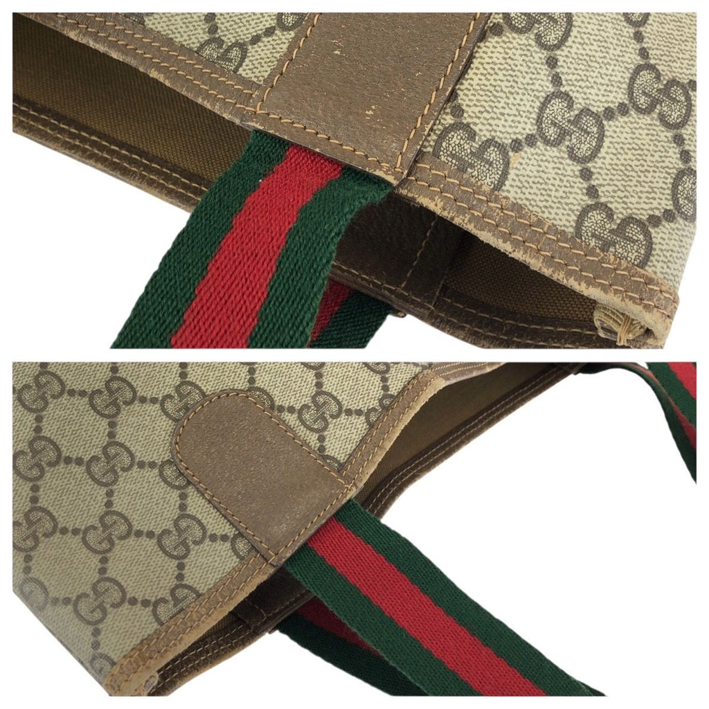 Gucci Vintage Sherry Line Beige Brown GG Supreme Canvas Tote Shoulder — view 6