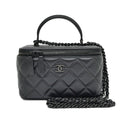 Chanel Quilted Vanity Chain Shoulder Bag Black So Lambskin