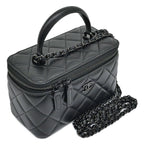 Chanel Quilted Vanity Chain Shoulder Bag Black So Lambskin — view 2