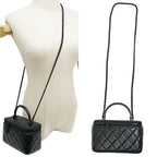 Chanel Quilted Vanity Chain Shoulder Bag Black So Lambskin — view 9