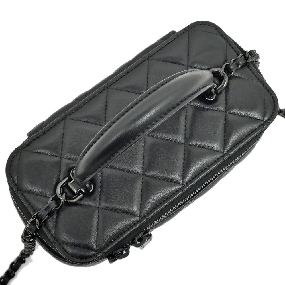 Chanel Quilted Vanity Chain Shoulder Bag Black So Lambskin — view 4