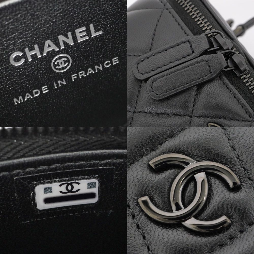 Chanel Quilted Vanity Chain Shoulder Bag Black So Lambskin — view 8