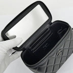 Chanel Quilted Vanity Chain Shoulder Bag Black So Lambskin — view 6