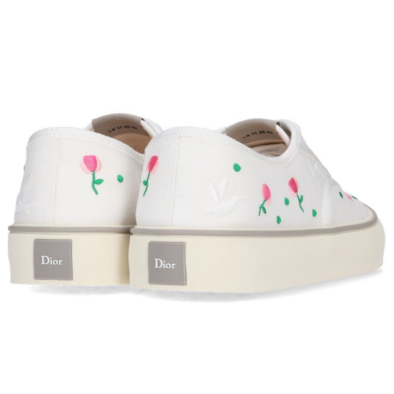 Dior Rose Embroidered Low Cut Sneakers — view 2