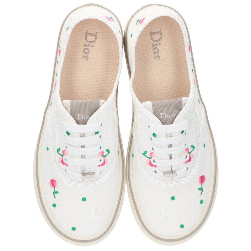 Dior Rose Embroidered Low Cut Sneakers — view 4