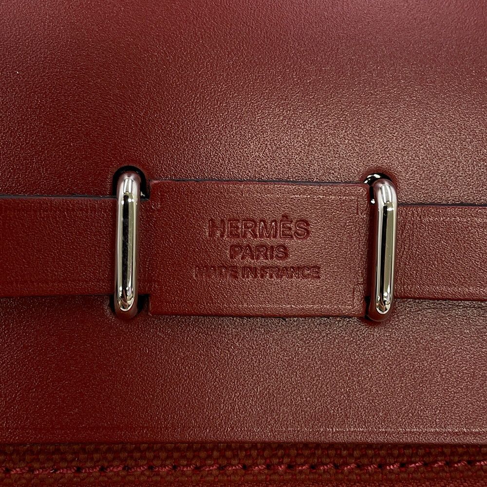 Hermes Shoulder Bag Herbag Zip Mini Rouge Ash Silver Toile Military Vache Hunter — view 6