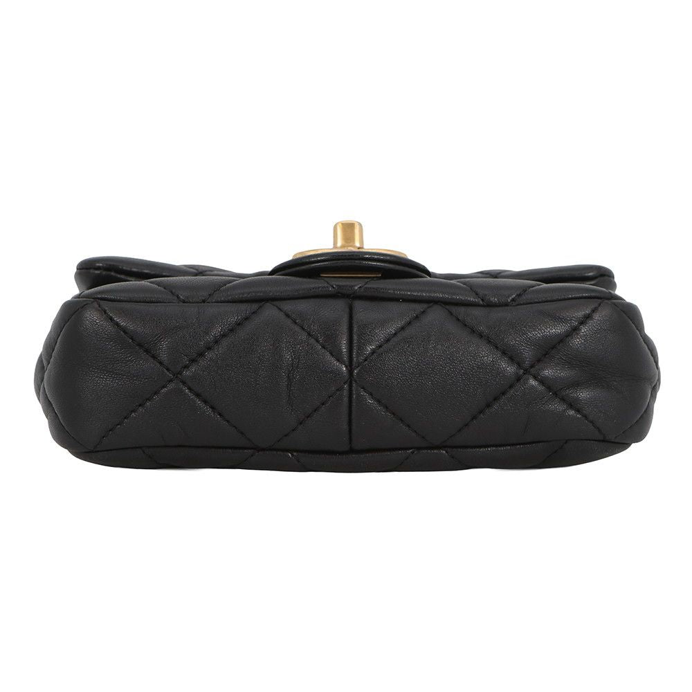 Chanel Chain Shoulder Bag Quilted CC Logo Leather Black — view 3