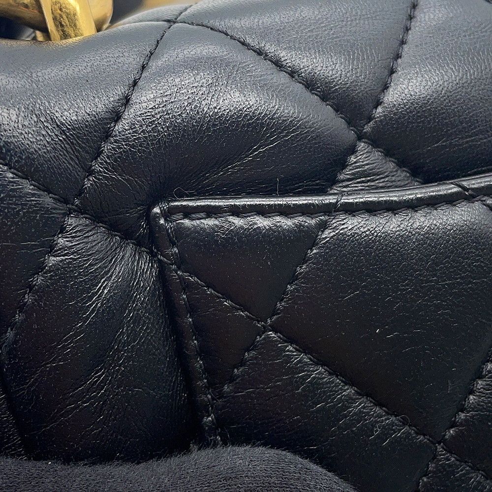 Chanel Chain Shoulder Bag Quilted CC Logo Leather Black — view 8
