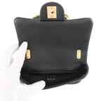 Chanel Chain Shoulder Bag Quilted CC Logo Leather Black — view 5