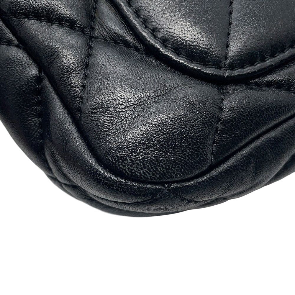 Chanel Chain Shoulder Bag Quilted CC Logo Leather Black — view 7