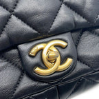 Chanel Chain Shoulder Bag Quilted CC Logo Leather Black — view 6