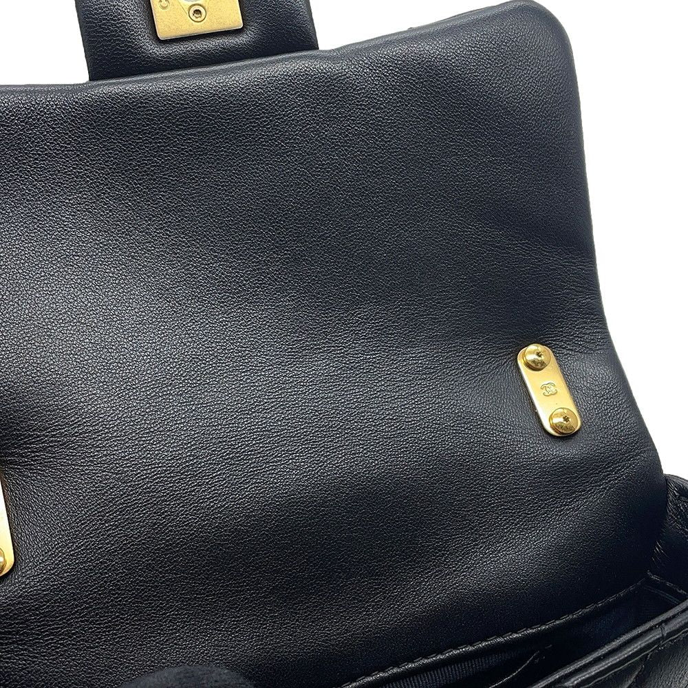 Chanel Chain Shoulder Bag Quilted CC Logo Leather Black — view 9