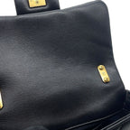 Chanel Chain Shoulder Bag Quilted CC Logo Leather Black — view 9