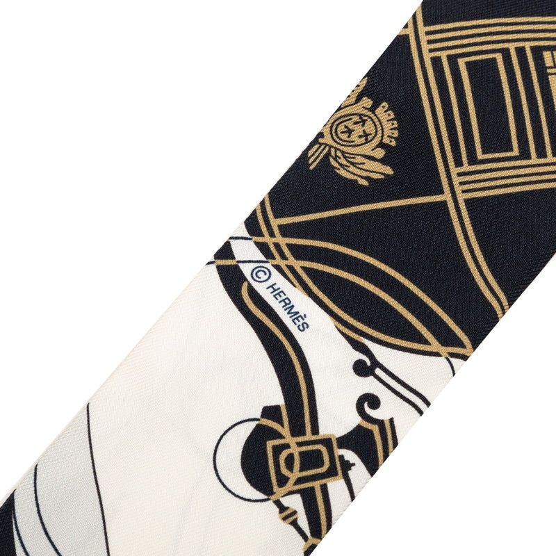Hermes Twilly Ex Libris Scarf White Multicolor Silk — view 2
