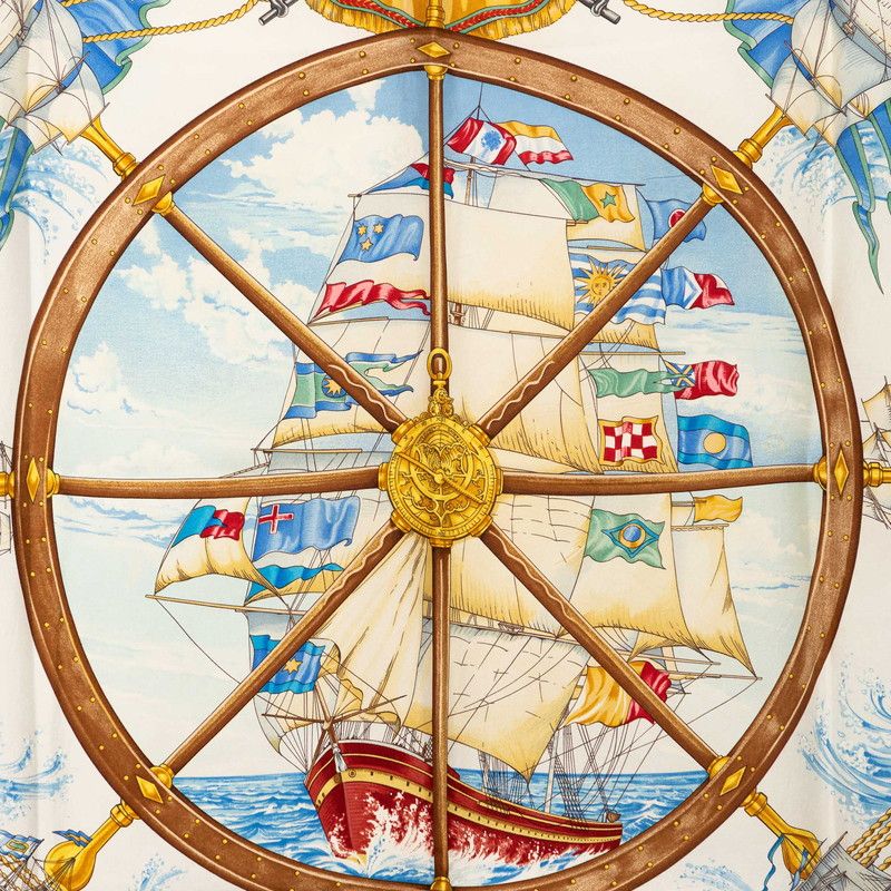 Hermes Carre 90 Vive le Vent Scarf Oversized Navy Multicolor Silk — view 4